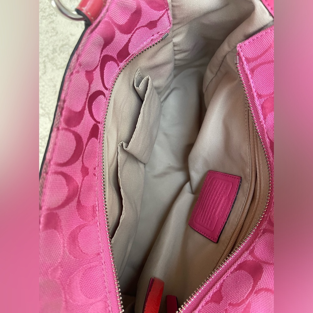 Coach Fuchsia Signature Shoulder Bag - Picture 6 of 16